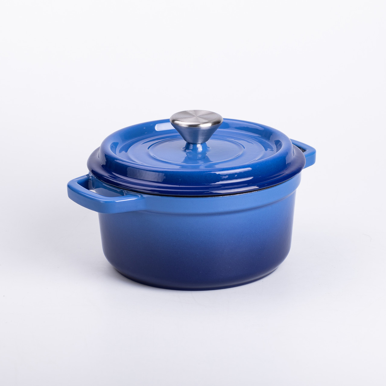 Каструля чавунна емальована 2 л з кришкою Ø20 см Синя