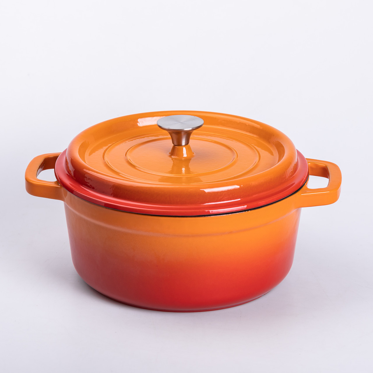 Каструля чавунна емальована 3 л з кришкою Ø24 см Помаранчева