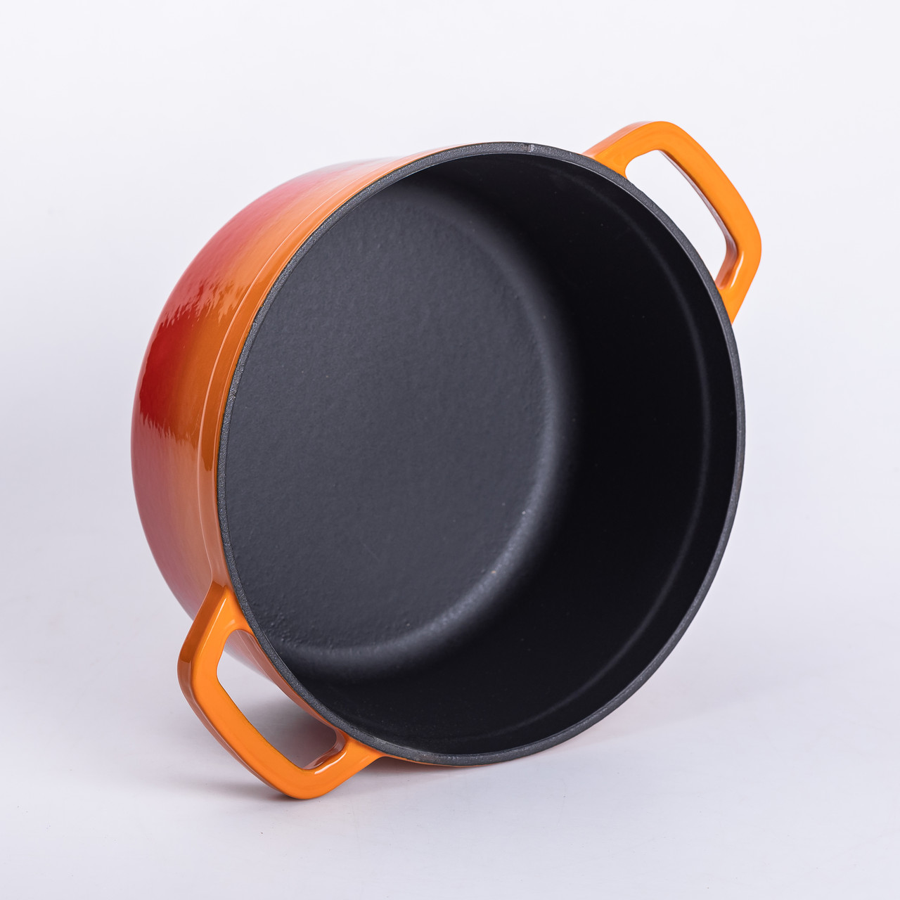 Каструля чавунна емальована 3 л з кришкою Ø24 см Помаранчева