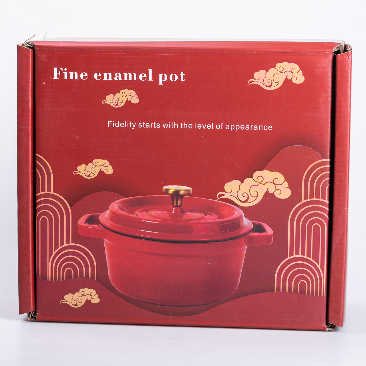 Каструля чавунна емальована 3 л з кришкою Ø24 см Помаранчева