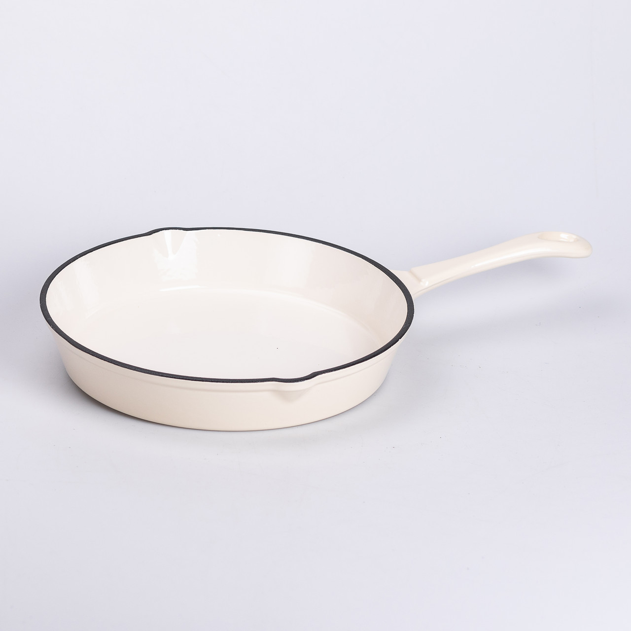 Набір чавунного посуду для приготування 3 каструлі та сковорода з емальованим покриттям Бежевий