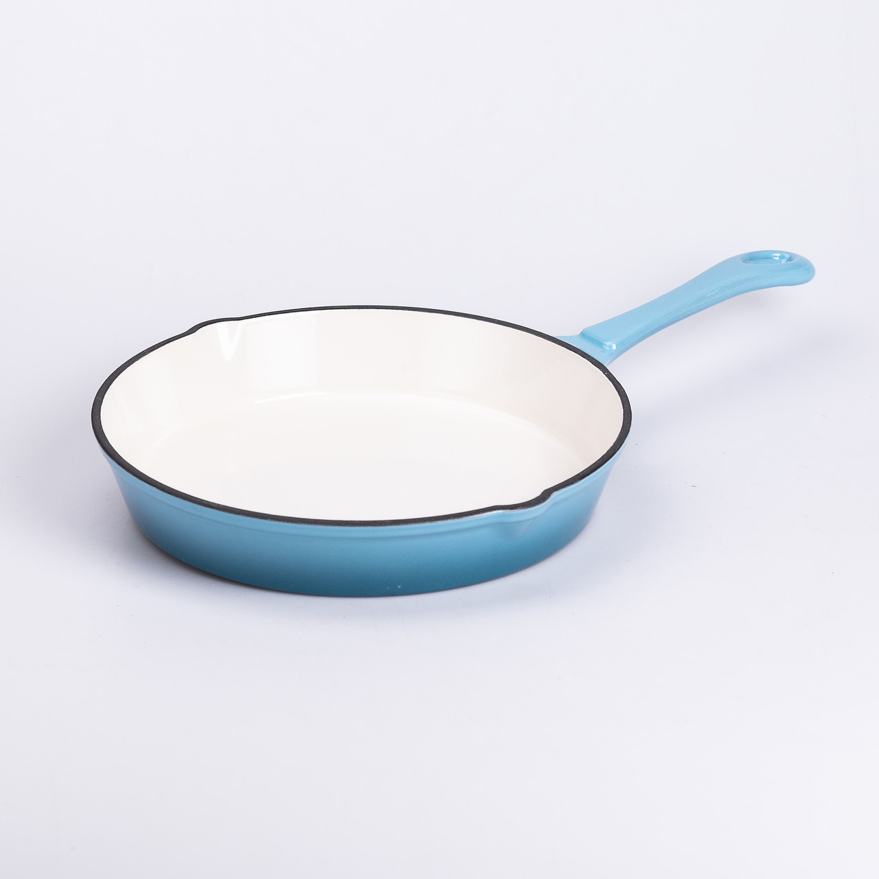 Набір чавунного посуду для приготування 3 каструлі та сковорода з емальованим покриттям Блакитний