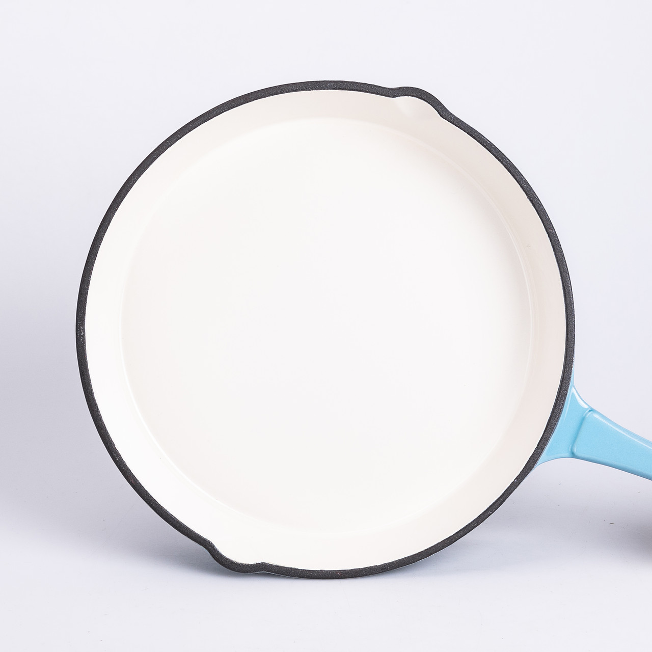 Набір чавунного посуду для приготування 3 каструлі та сковорода з емальованим покриттям Блакитний