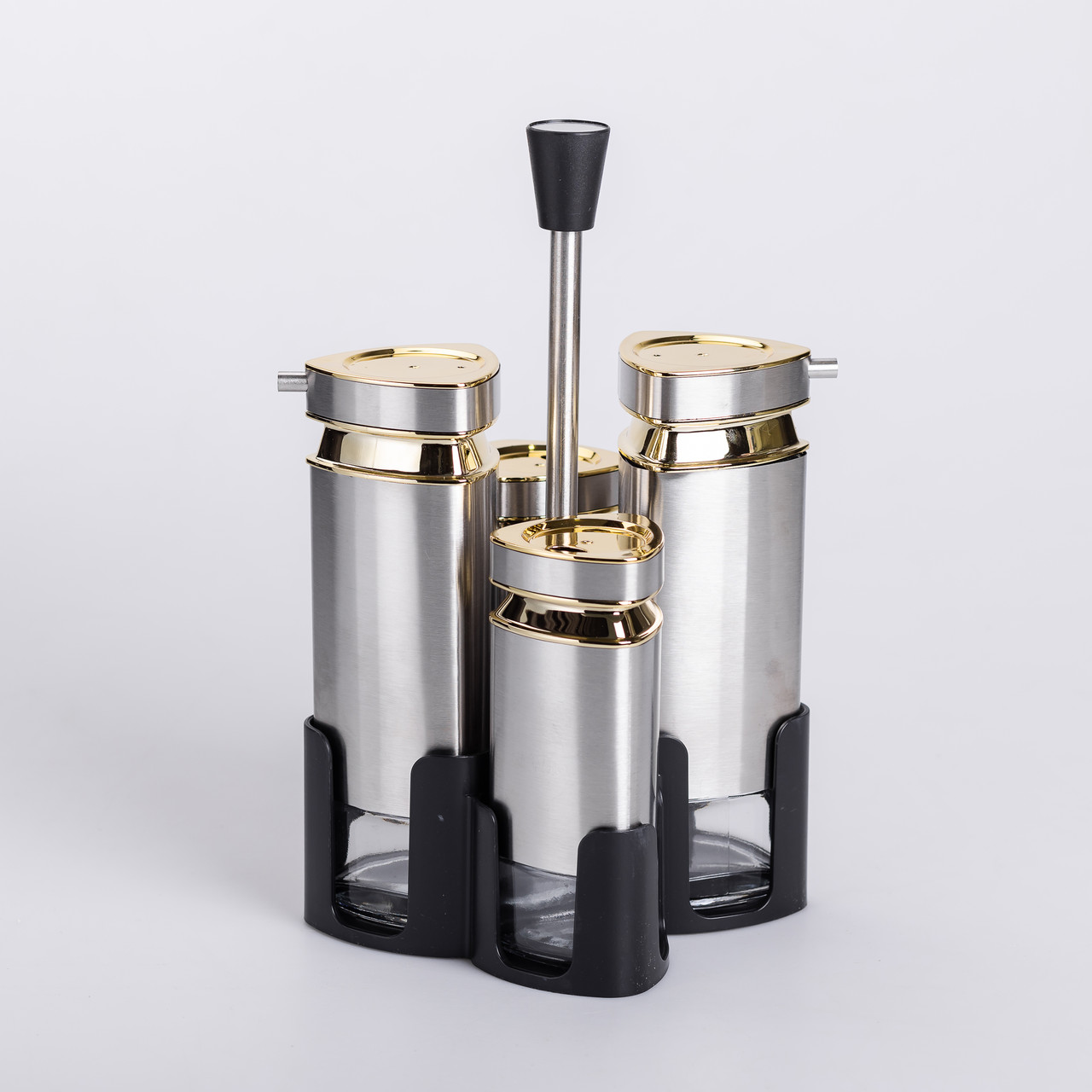 Набір для спецій на підставці 4 ємності 10х10х17 см ємності для приправ
