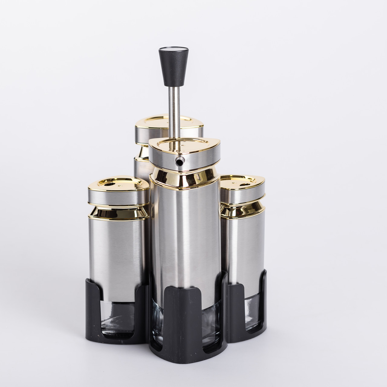 Набір для спецій на підставці 4 ємності 10х10х17 см ємності для приправ