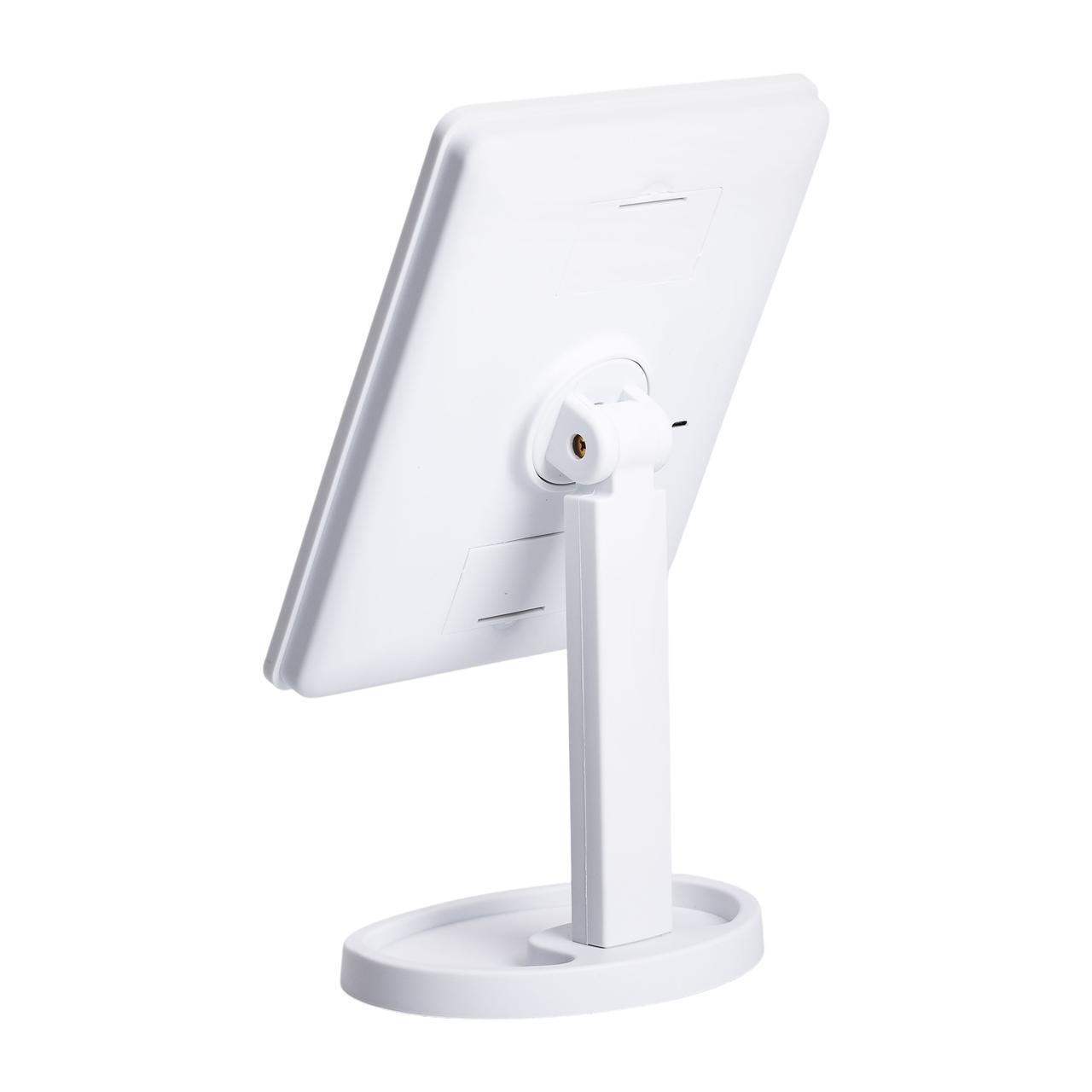 Настільне дзеркало з підсвічуванням 22 LED для макіяжу 21х16 см прямокутне на ніжці USB Біле