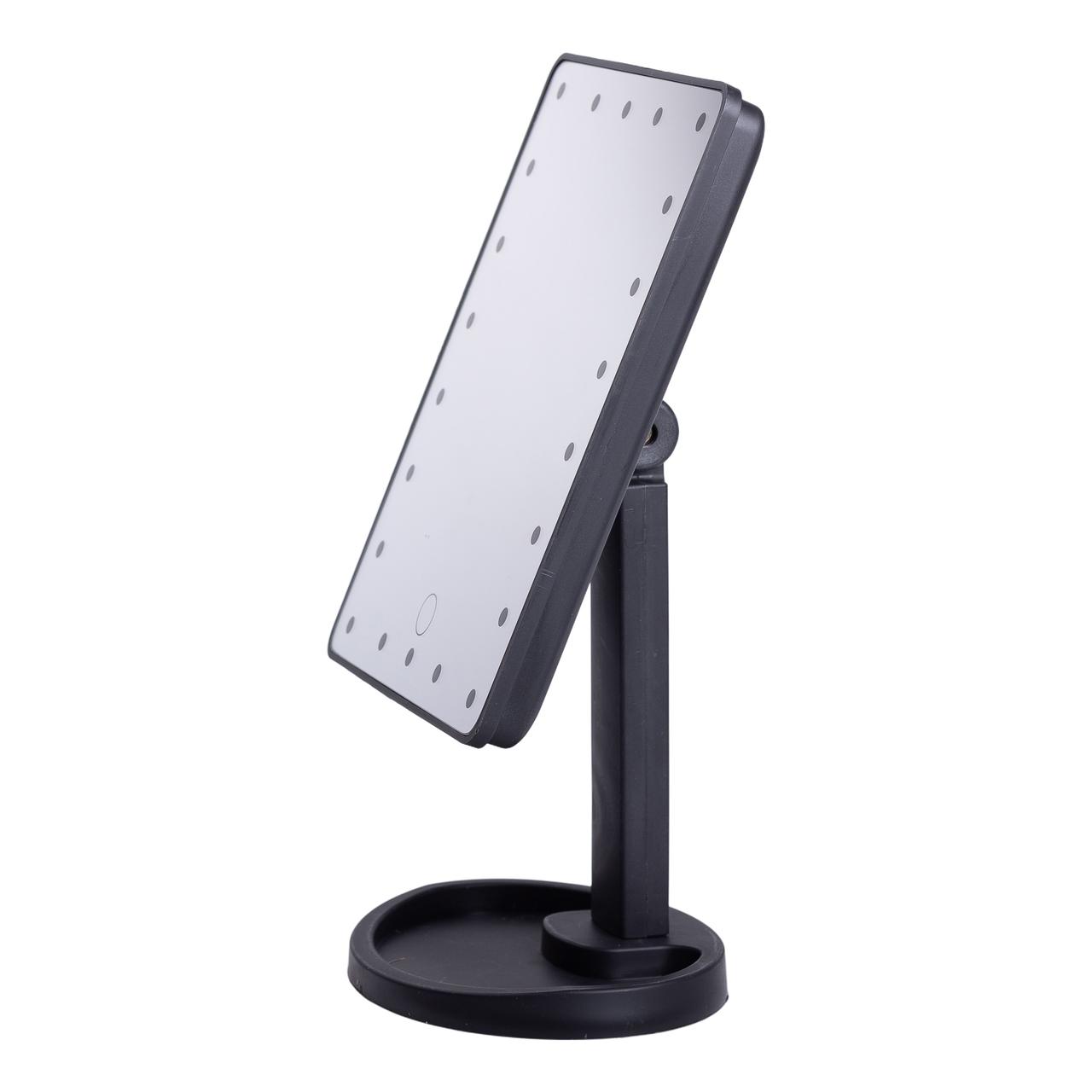 Настільне дзеркало з підсвічуванням 22 LED для макіяжу 21х16 см прямокутне на ніжці USB Чорне