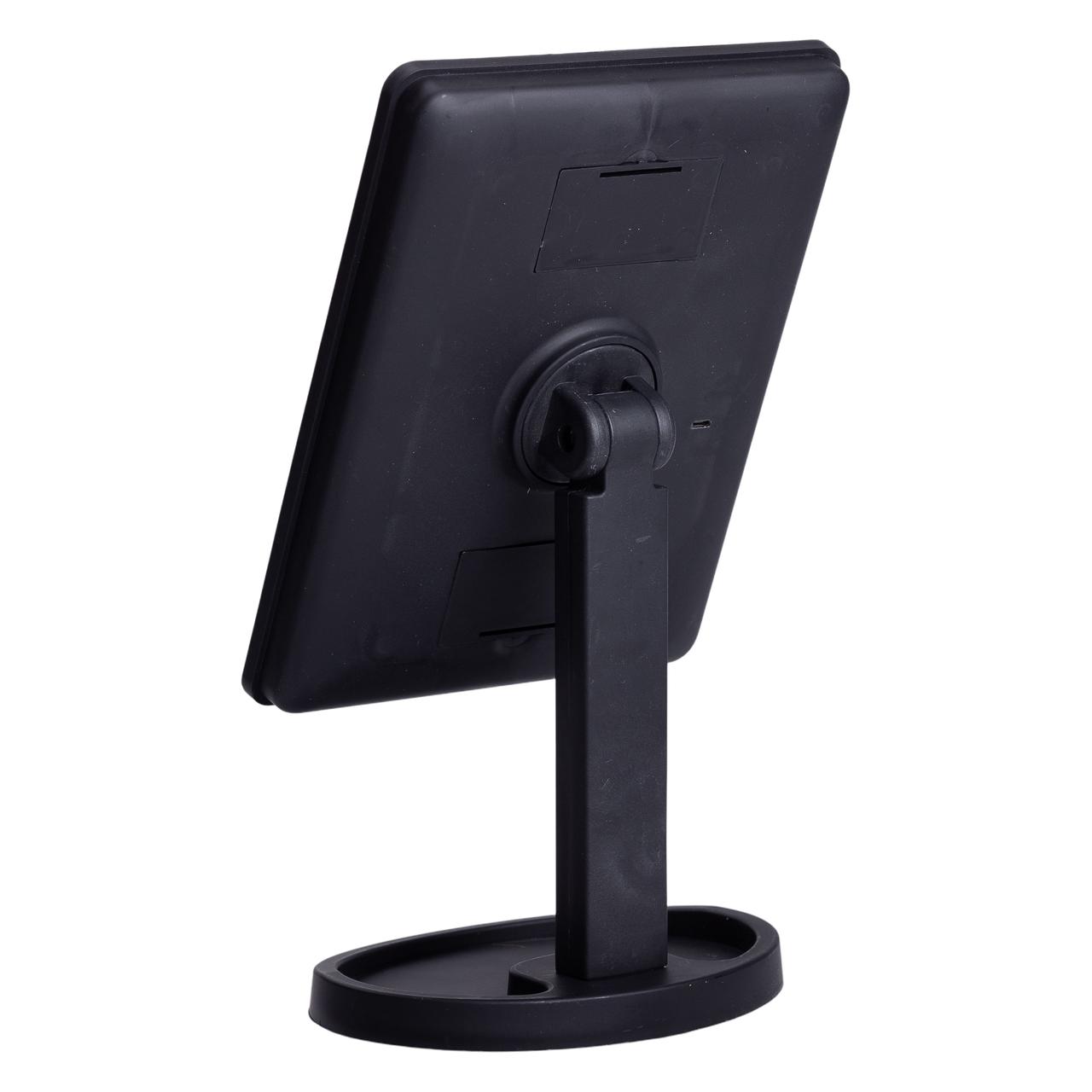 Настільне дзеркало з підсвічуванням 22 LED для макіяжу 21х16 см прямокутне на ніжці USB Чорне