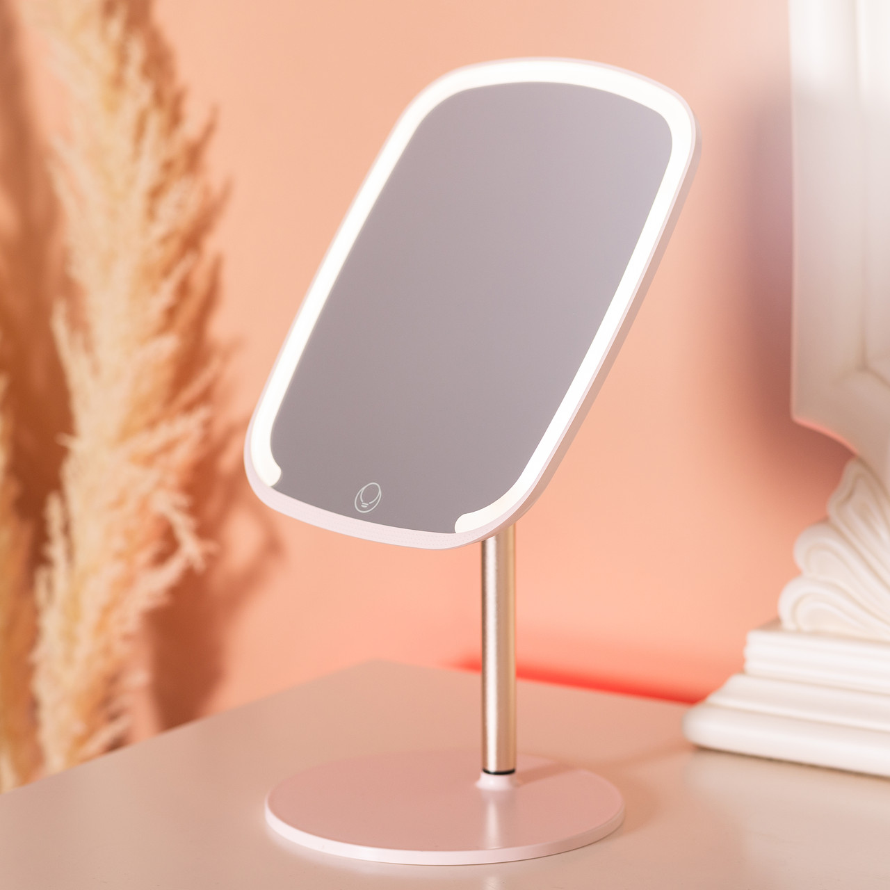 Настільне дзеркало з підсвічуванням 23х18 см для макіяжу на ніжці Рожеве