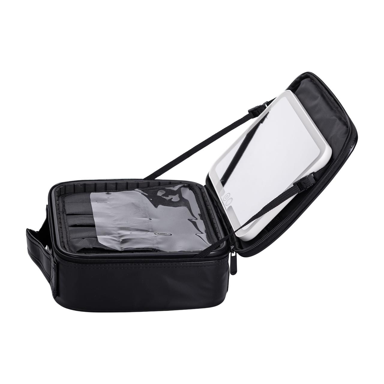 Органайзер косметичка з еко шкіри з дзеркалом та підсвічуванням 26×22×9 см