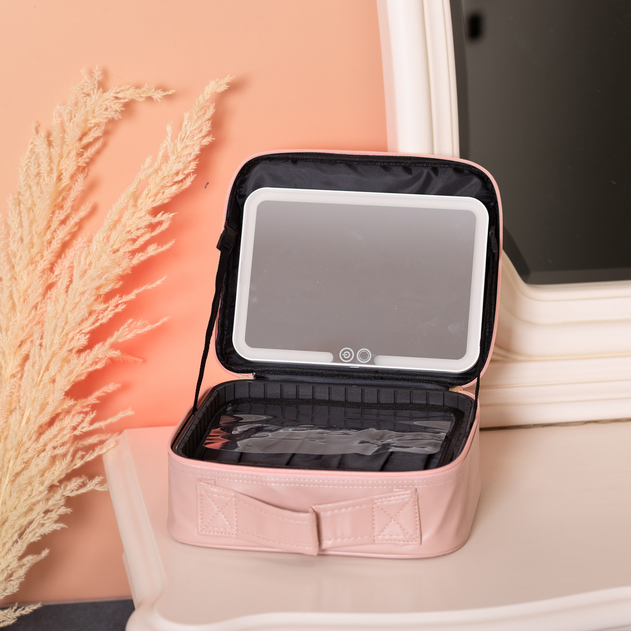 Органайзер косметичка з еко шкіри з дзеркалом та підсвічуванням 26×22×9 см