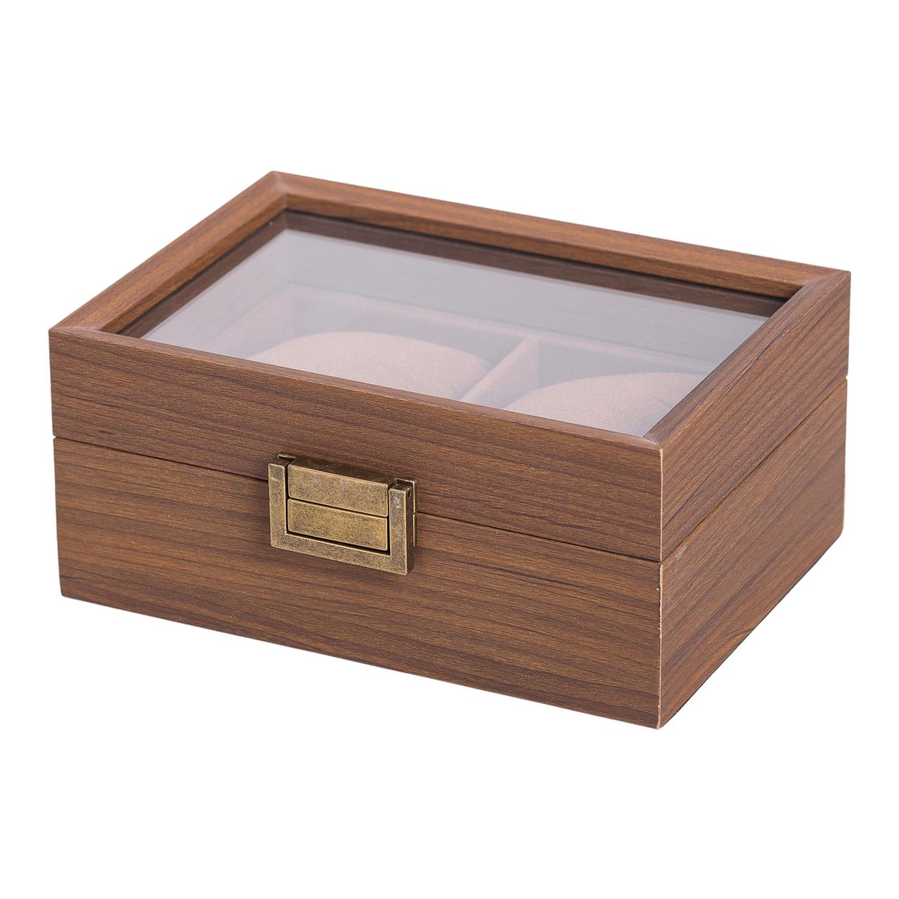 Дерев'яна скринька для наручного годинника 16.5×12×7.5 см на 2 відсіки