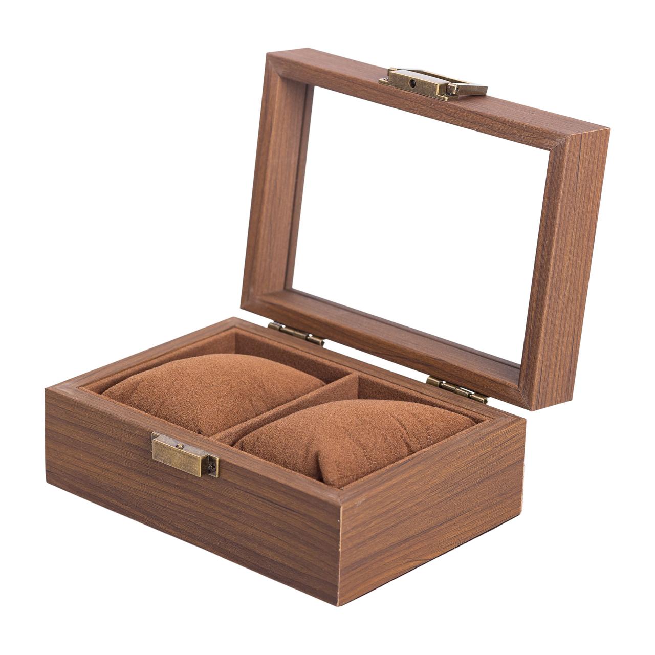 Дерев'яна скринька для наручного годинника 16.5×12×7.5 см на 2 відсіки