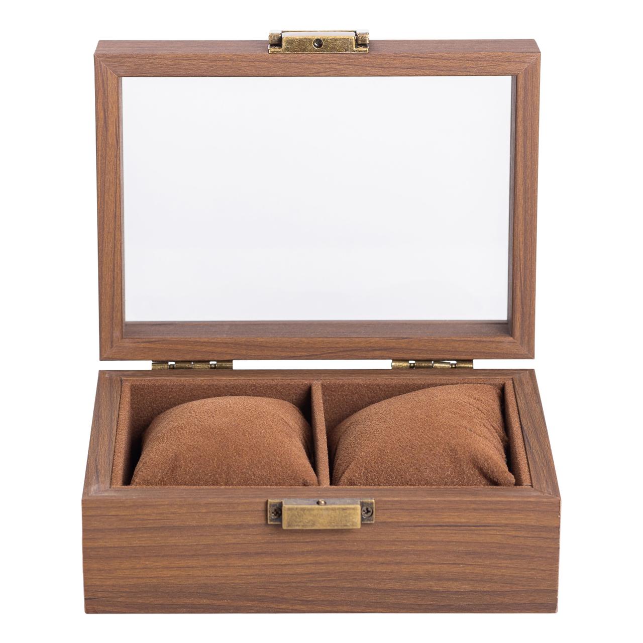 Дерев'яна скринька для наручного годинника 16.5×12×7.5 см на 2 відсіки