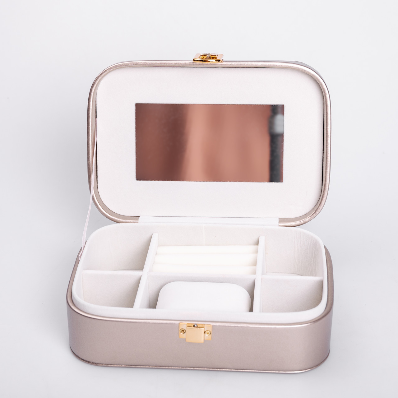 Скринька для прикрас з еко шкіри 20×14×7 см із дзеркалом органайзер для ювелірних виробів