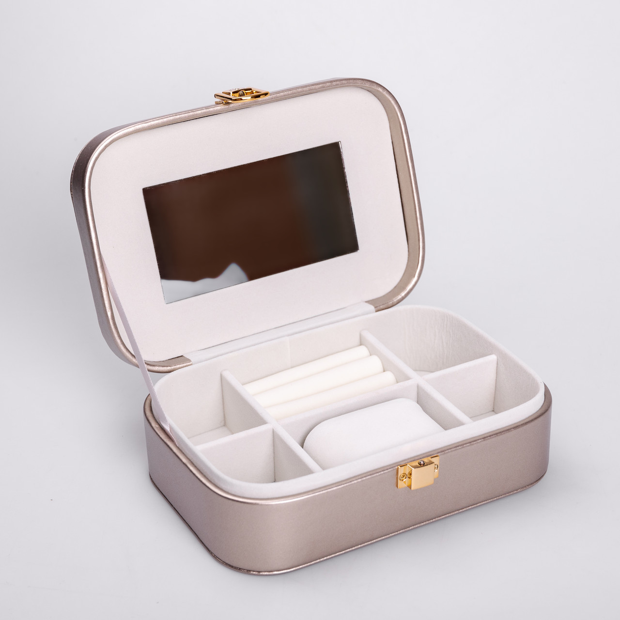 Скринька для прикрас з еко шкіри 20×14×7 см із дзеркалом органайзер для ювелірних виробів