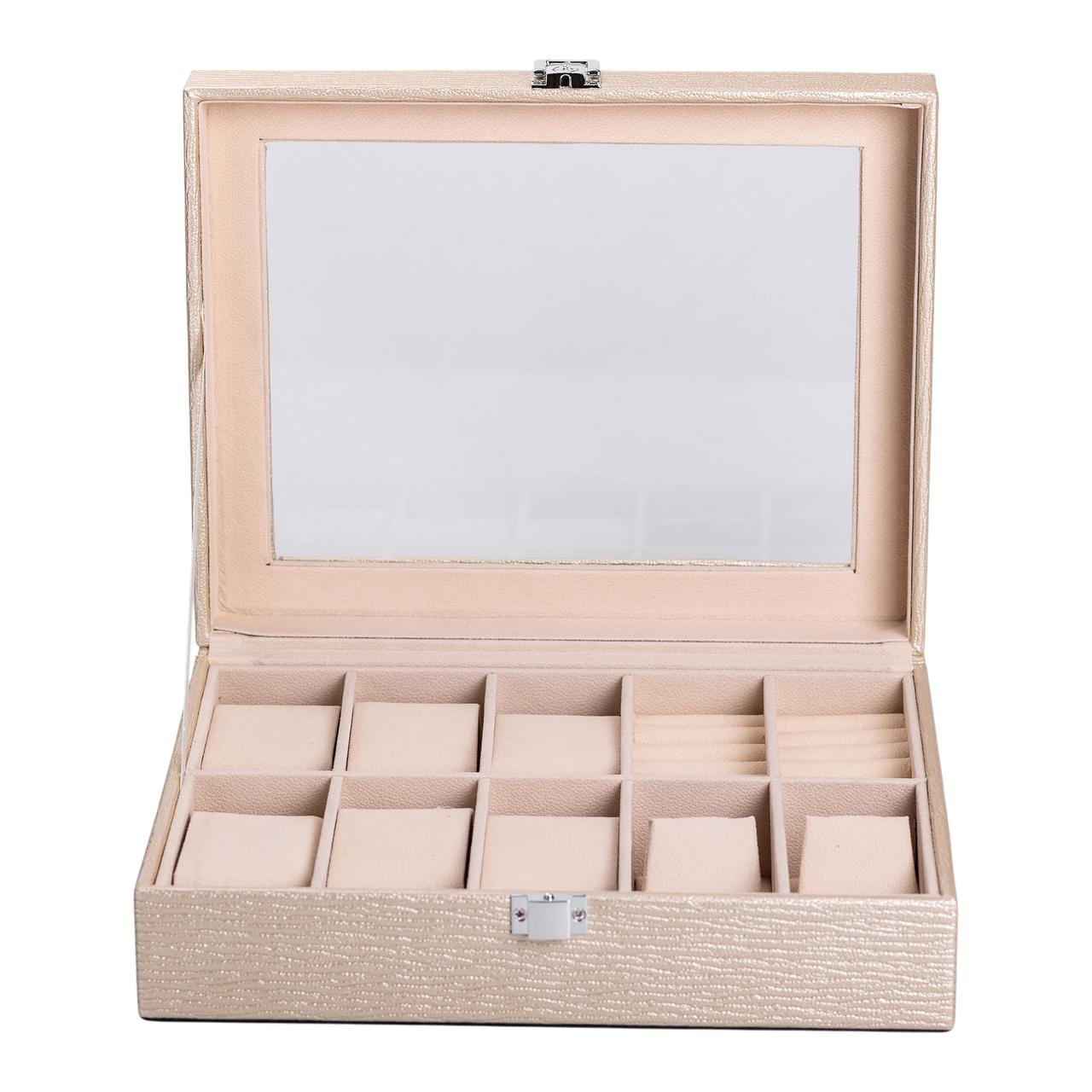 Скринька для прикрас з еко шкіри 25.5×20×7.5 см органайзер для ювелірних виробів