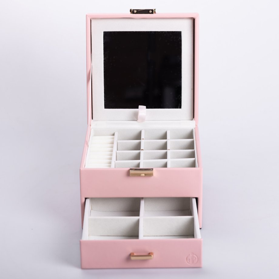 Скринька для прикрас з еко шкіри 2 яруси органайзер для ювелірних виробів