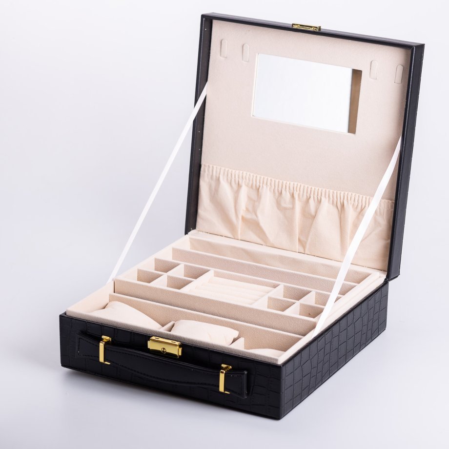 Скринька для прикрас з еко шкіри 2 яруси органайзер для ювелірних виробів