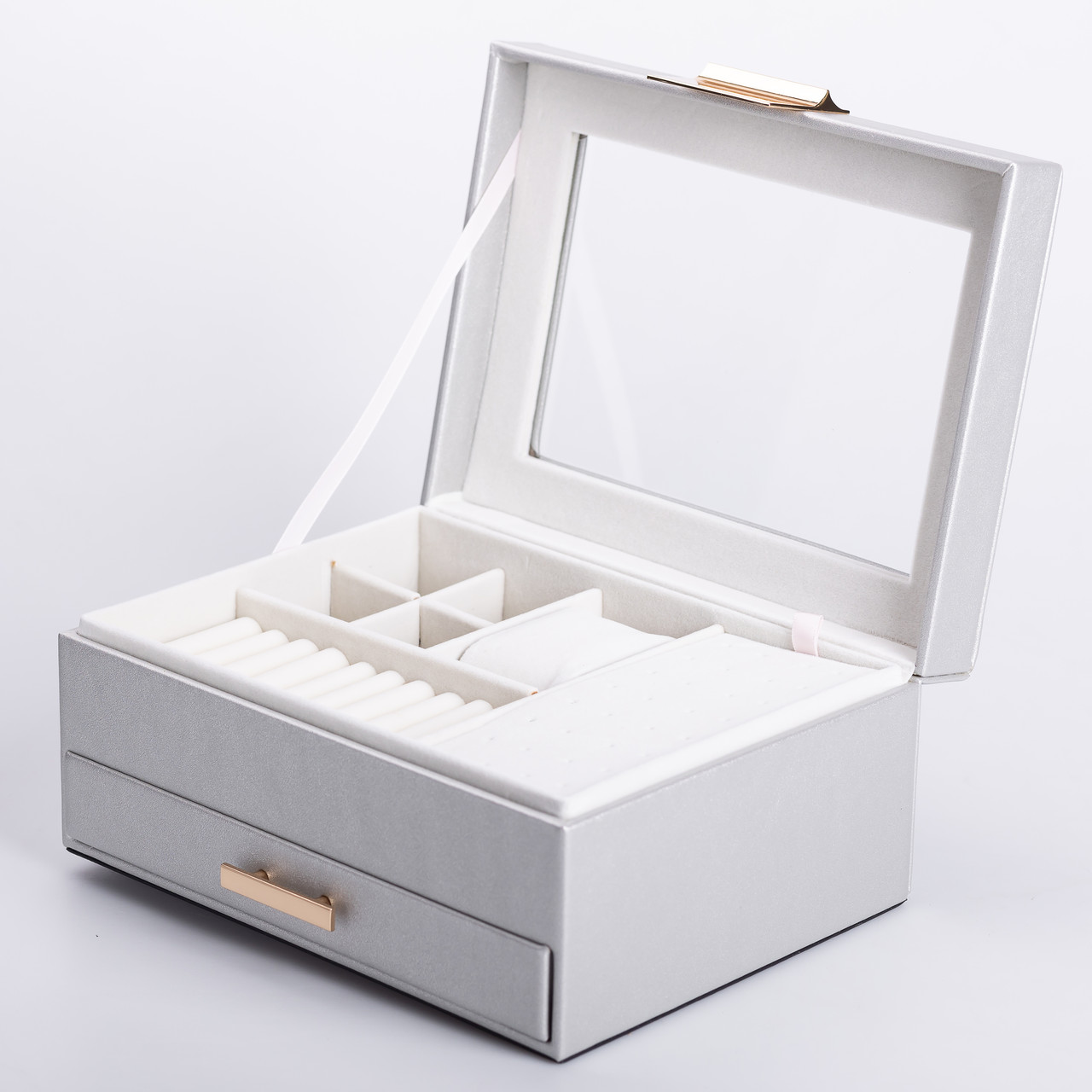 Скринька для прикрас з еко шкіри 2 яруси органайзер для ювелірних виробів