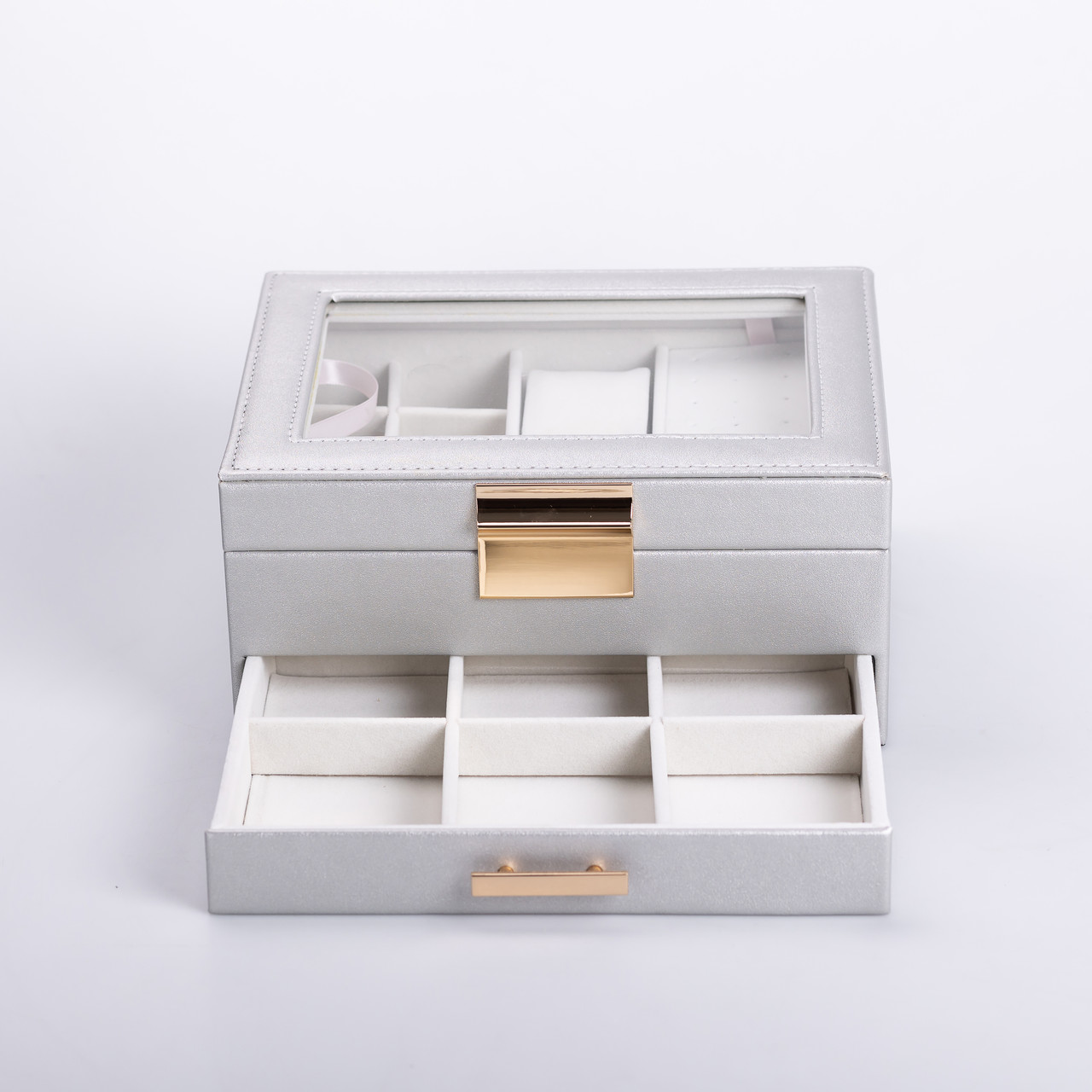 Скринька для прикрас з еко шкіри 2 яруси органайзер для ювелірних виробів