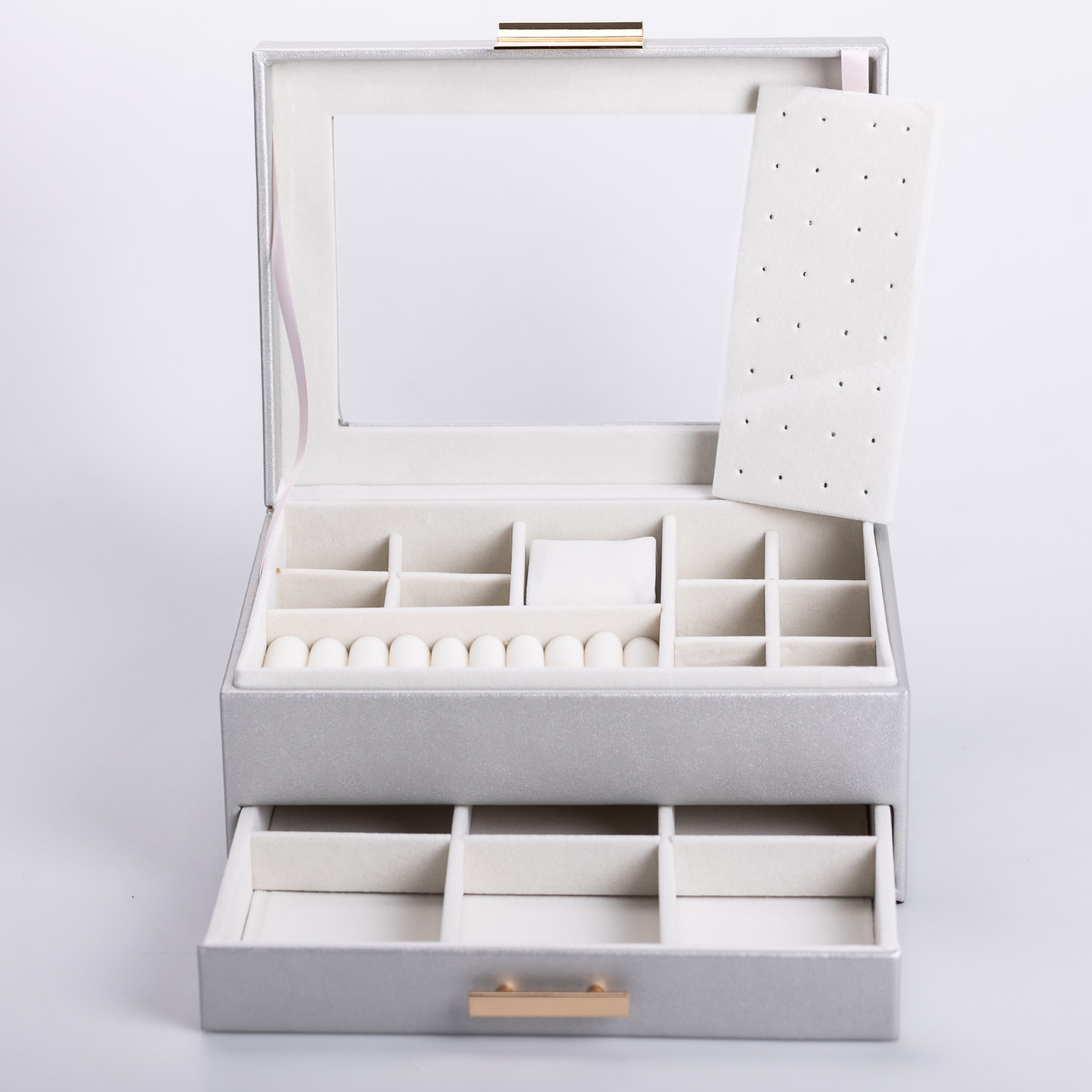 Скринька для прикрас з еко шкіри 2 яруси органайзер для ювелірних виробів