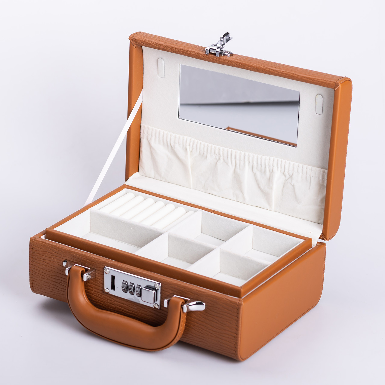 Скринька для прикрас з еко шкіри 2 яруси з кодовим замком органайзер для ювелірних виробів