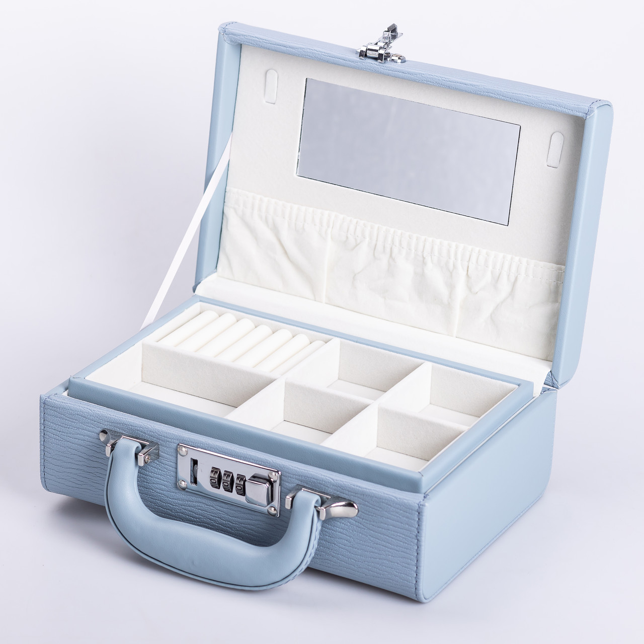 Скринька для прикрас з еко шкіри 2 яруси з кодовим замком органайзер для ювелірних виробів