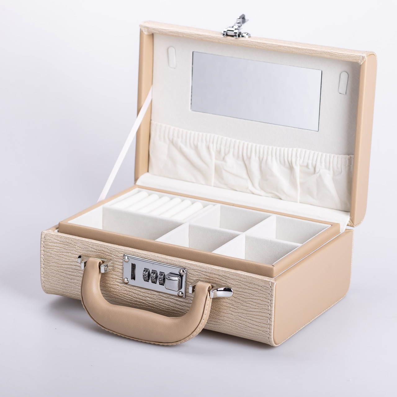 Скринька для прикрас з еко шкіри 2 яруси з кодовим замком органайзер для ювелірних виробів