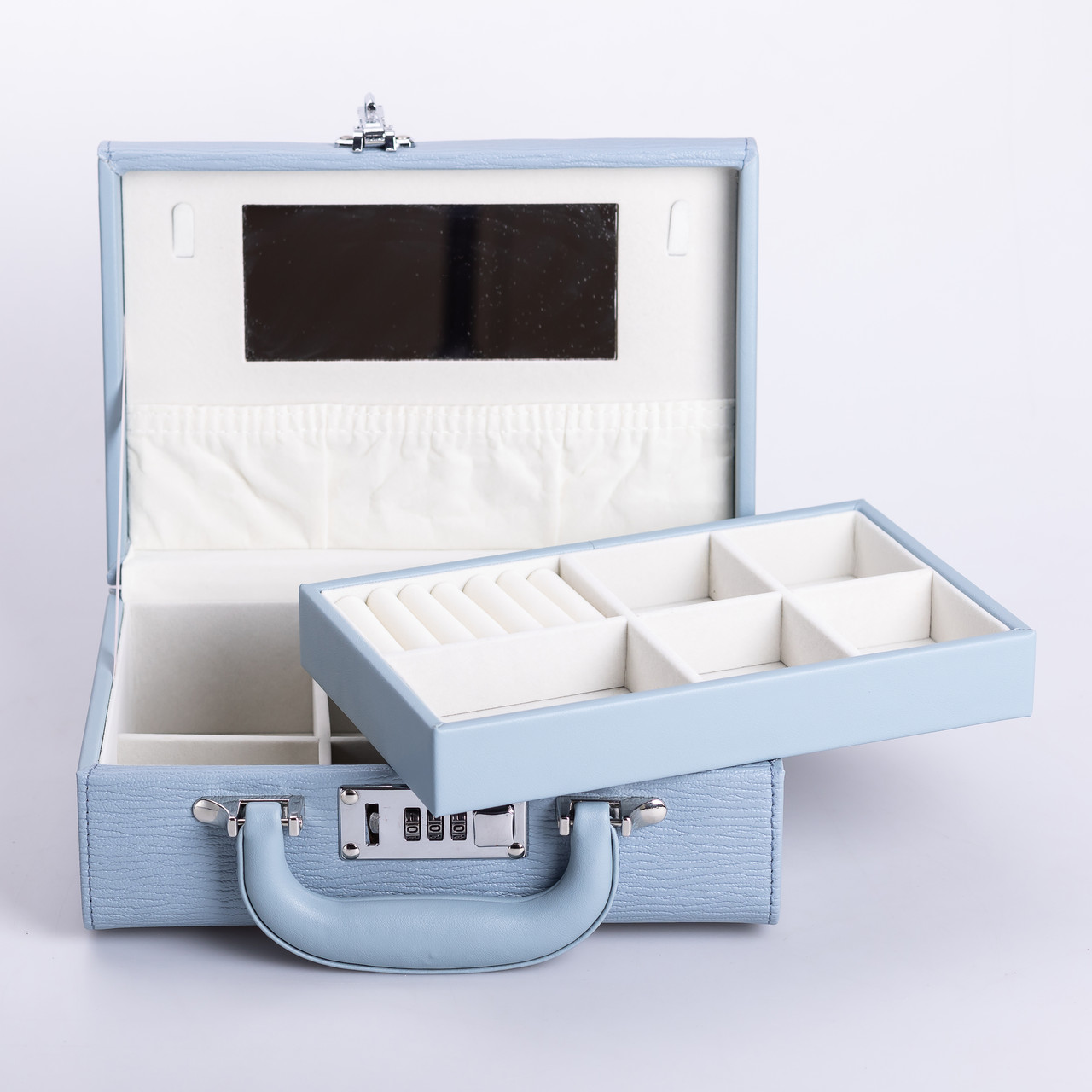 Скринька для прикрас з еко шкіри 2 яруси з кодовим замком органайзер для ювелірних виробів