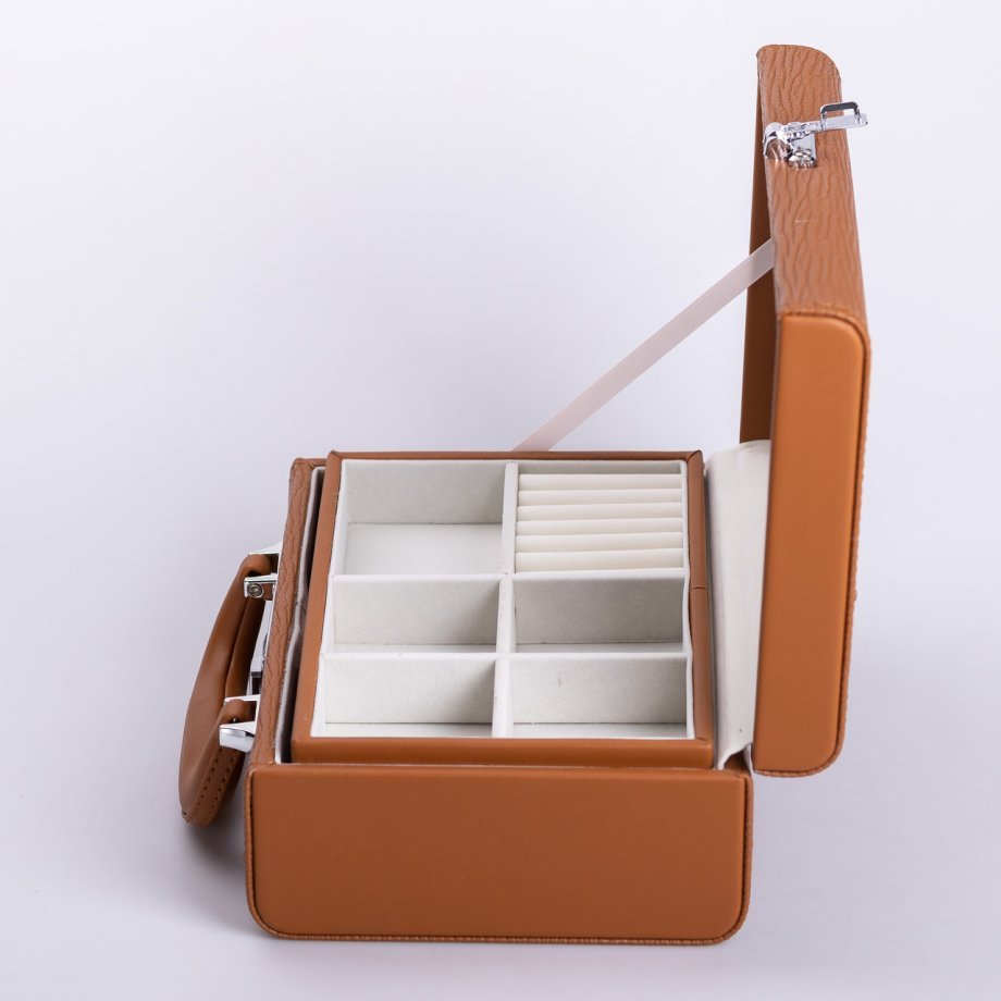 Скринька для прикрас з еко шкіри 2 яруси з кодовим замком органайзер для ювелірних виробів