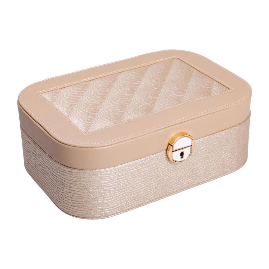 Скринька для прикрас з еко шкіри 2 яруси із замком органайзер для ювелірних виробів