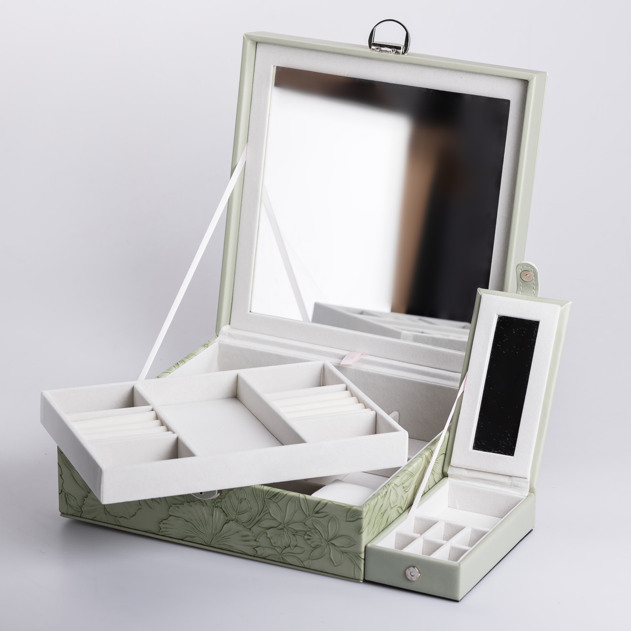 Скринька для прикрас з еко шкіри 2 яруси із замком органайзер для ювелірних виробів