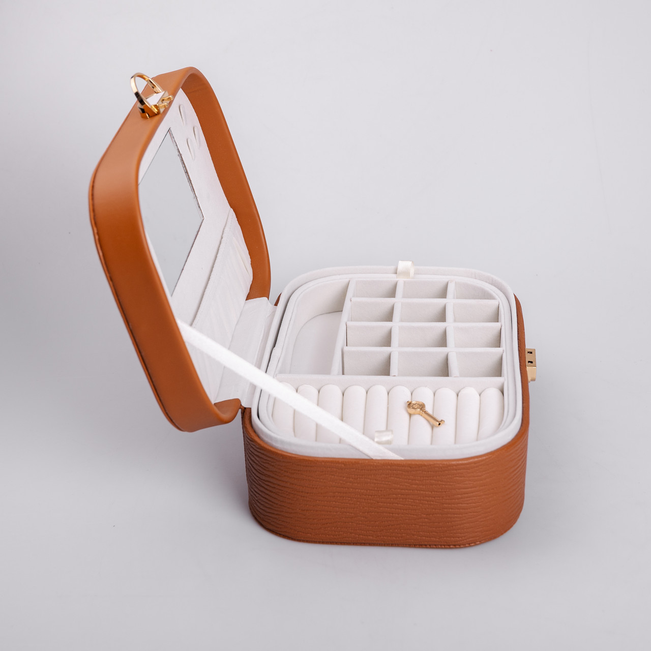 Скринька для прикрас з еко шкіри 2 яруси із замком органайзер для ювелірних виробів