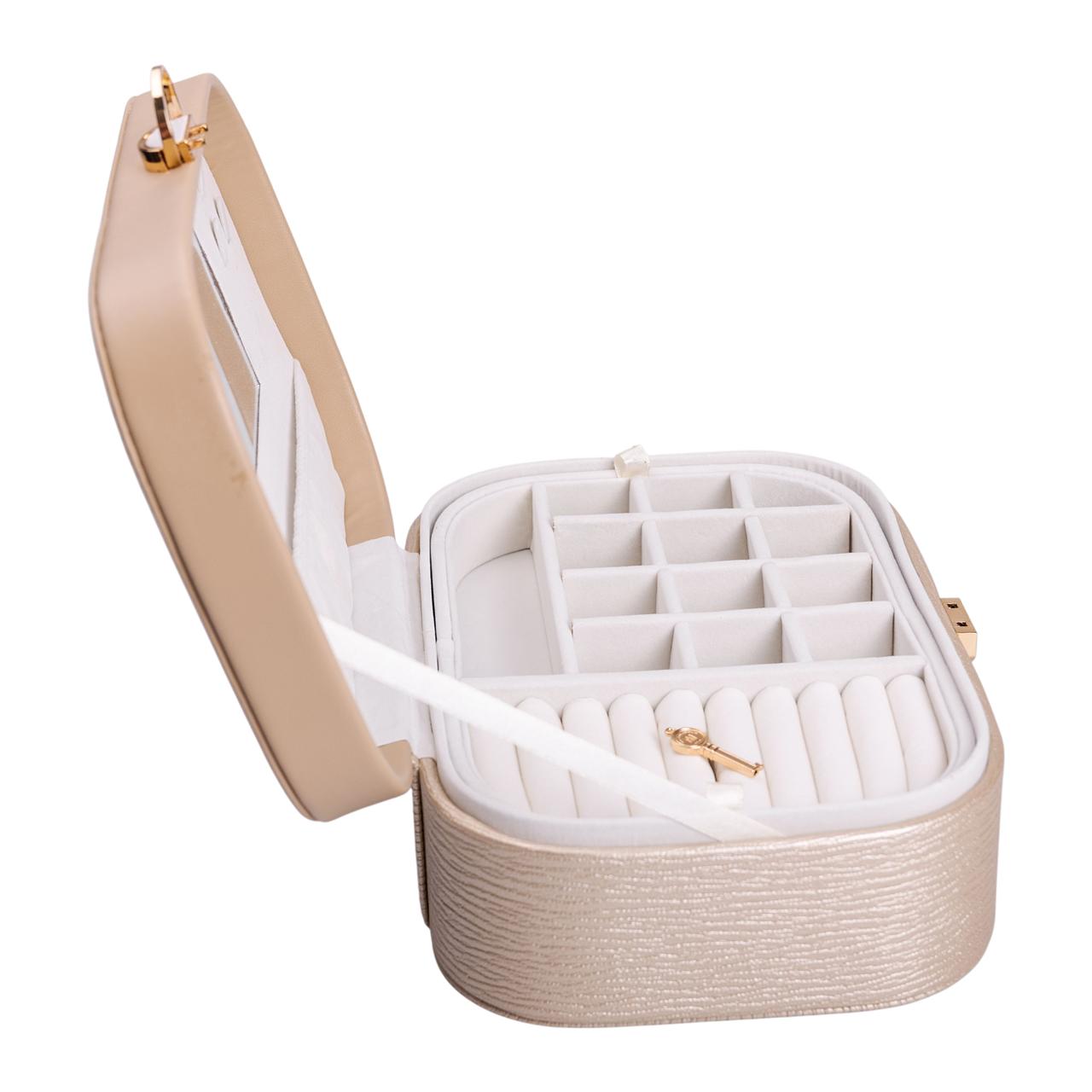 Скринька для прикрас з еко шкіри 2 яруси із замком органайзер для ювелірних виробів