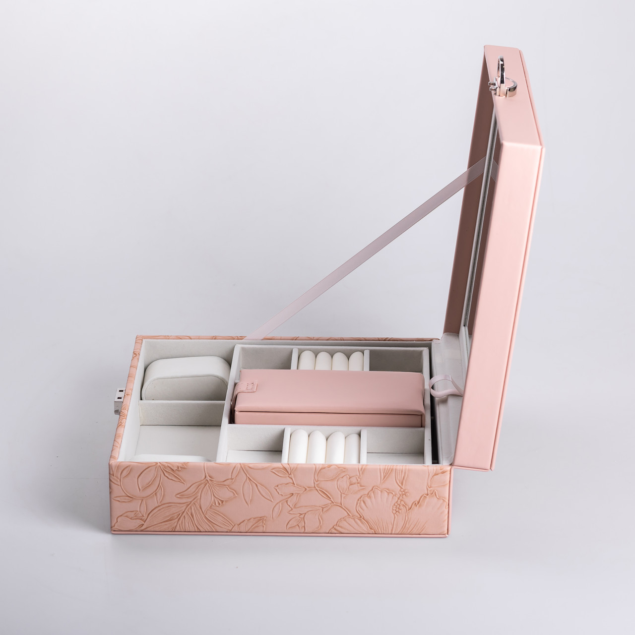 Скринька для прикрас з еко шкіри 2 яруси із замком органайзер для ювелірних виробів