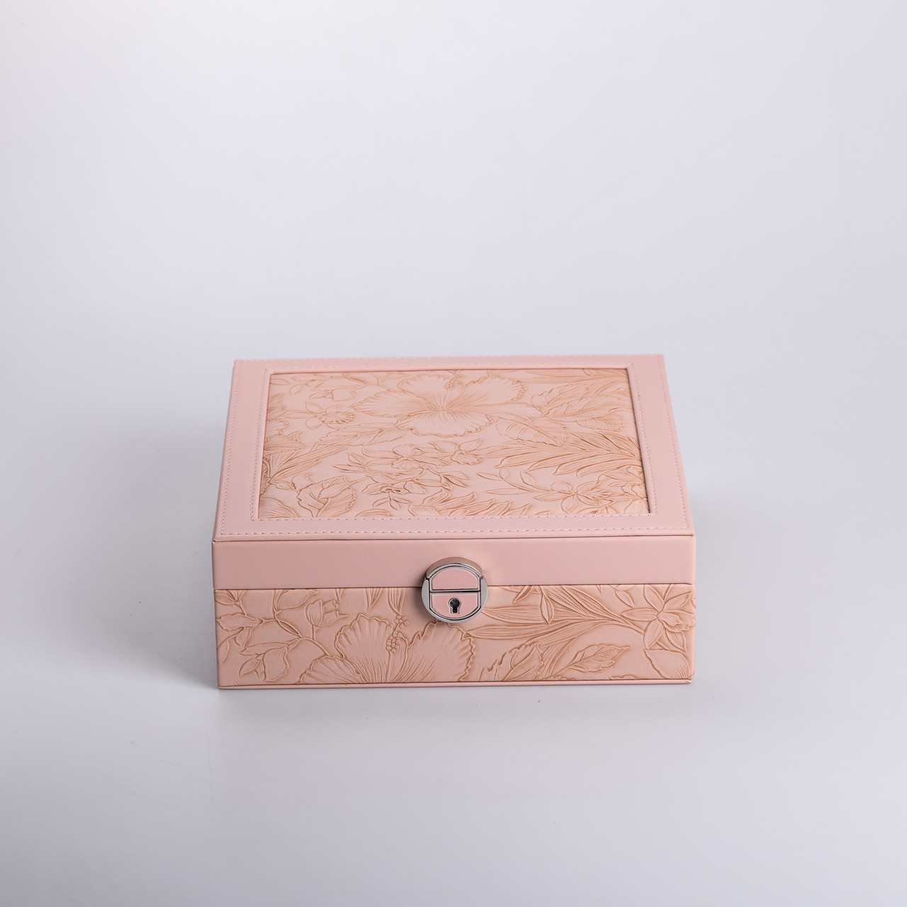 Скринька для прикрас з еко шкіри 2 яруси із замком органайзер для ювелірних виробів