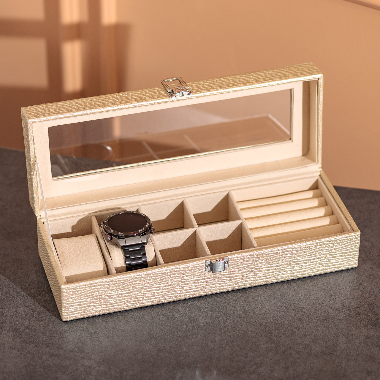 Скринька для прикрас із еко шкіри 31×11×8 см органайзер для ювелірних виробів