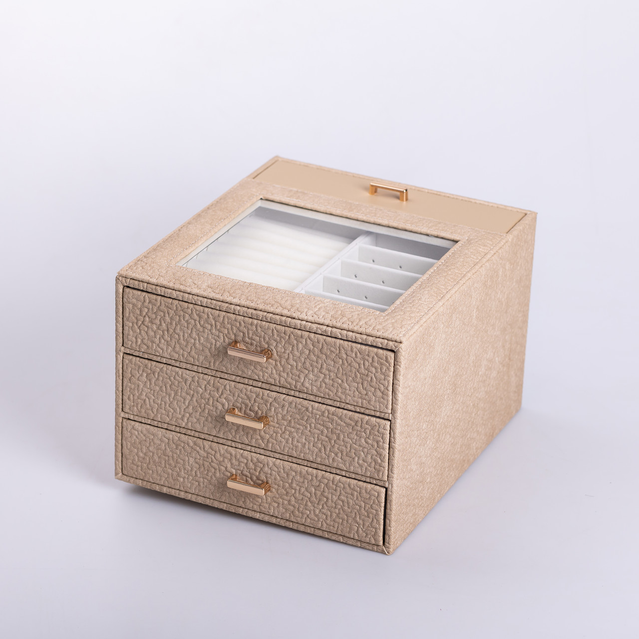 Скринька для прикрас з еко шкіри 3 яруси органайзер для ювелірних виробів