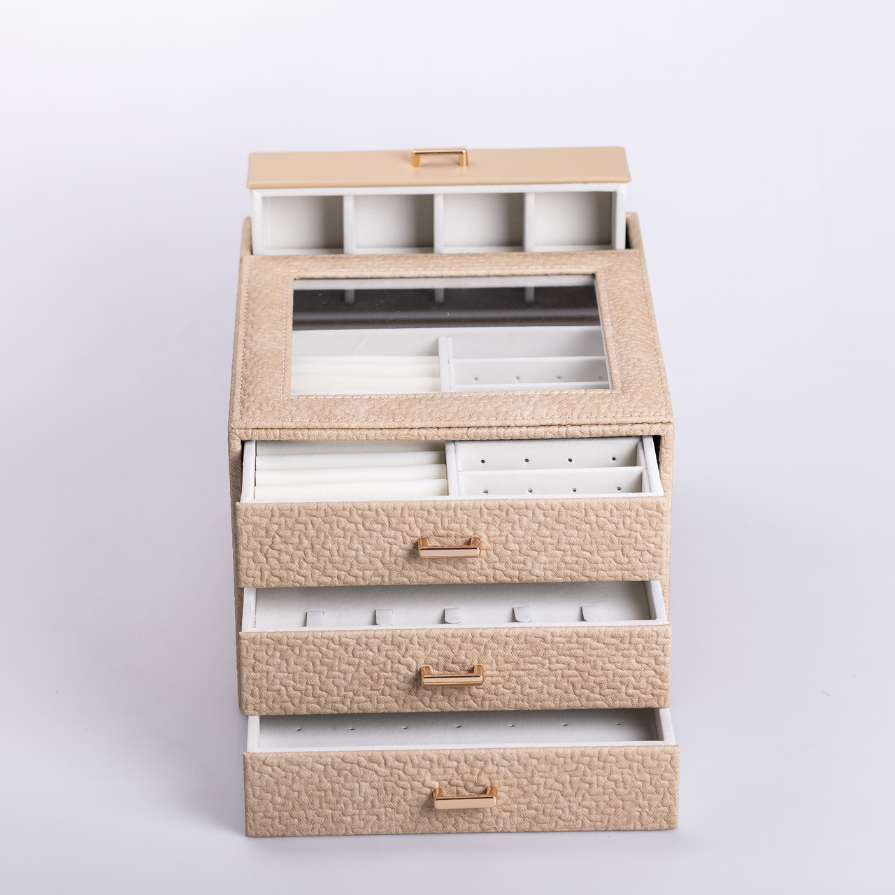 Скринька для прикрас з еко шкіри 3 яруси органайзер для ювелірних виробів