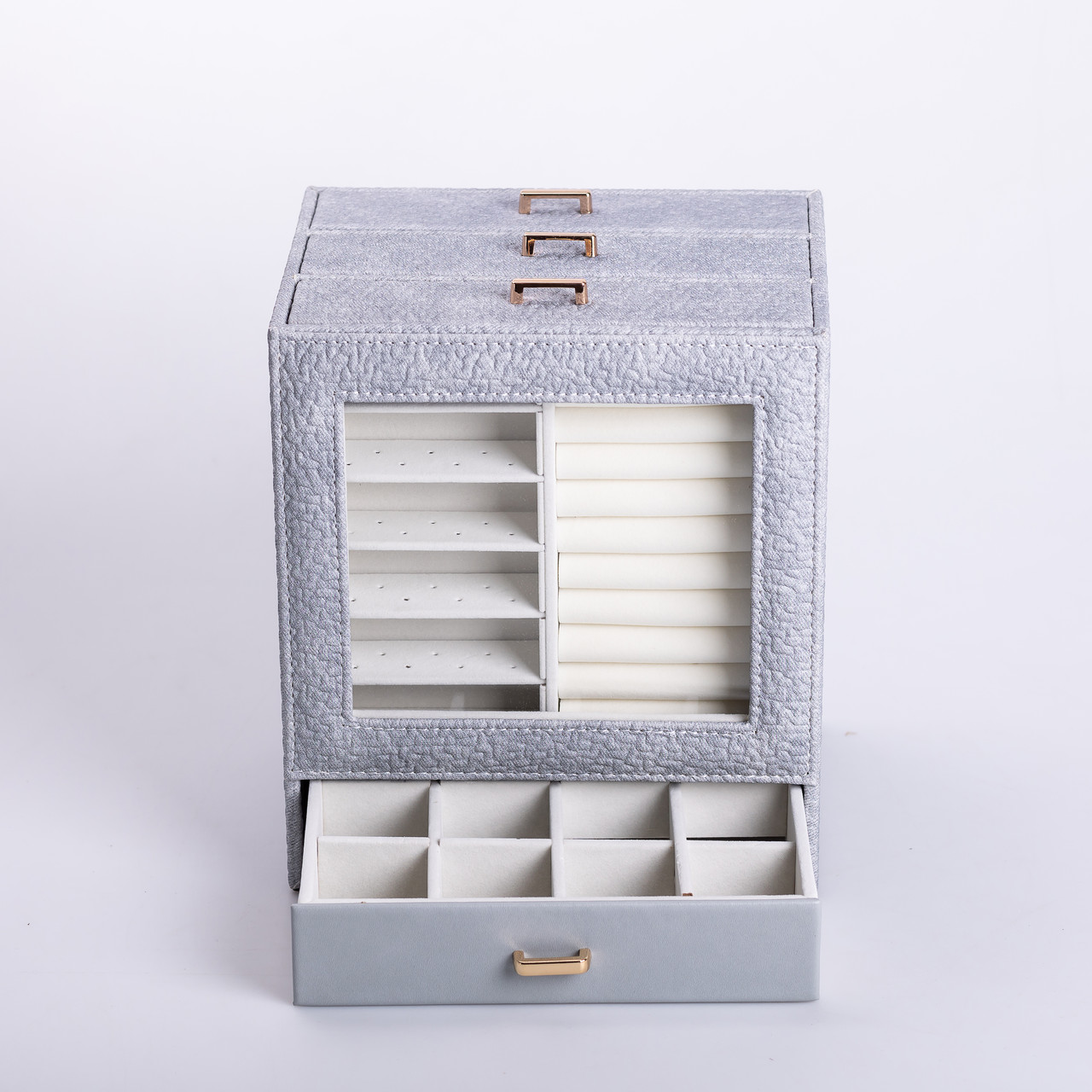 Скринька для прикрас з еко шкіри 3 яруси органайзер для ювелірних виробів