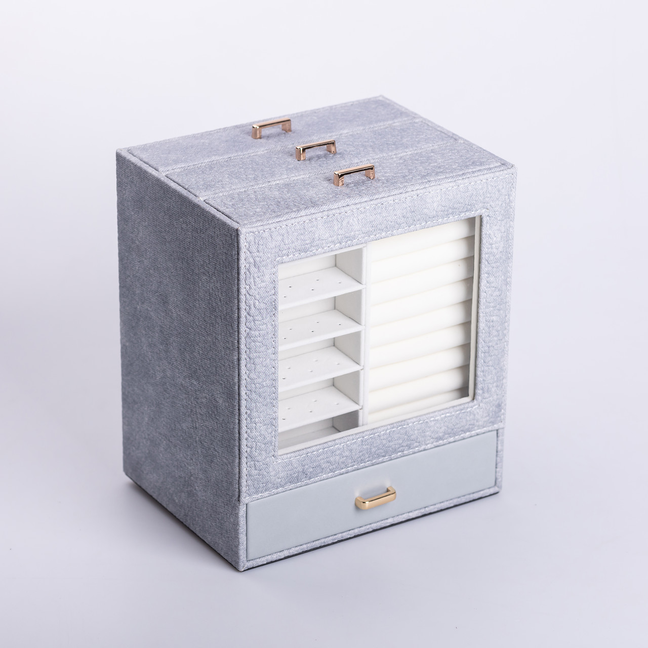 Скринька для прикрас з еко шкіри 3 яруси органайзер для ювелірних виробів