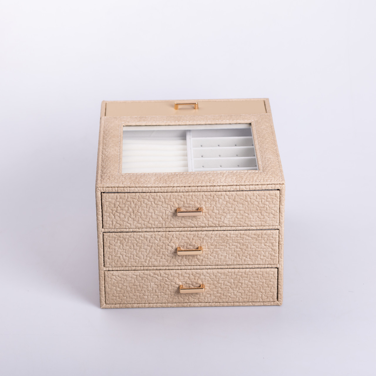 Скринька для прикрас з еко шкіри 3 яруси органайзер для ювелірних виробів