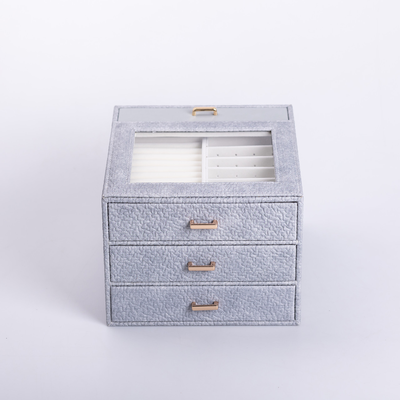 Скринька для прикрас з еко шкіри 3 яруси органайзер для ювелірних виробів