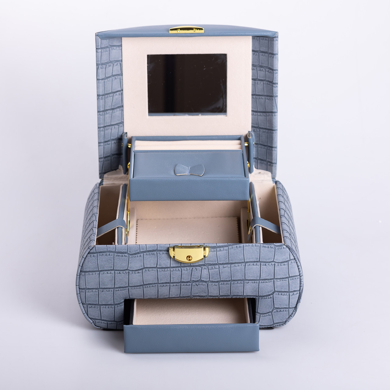 Скринька для прикрас з еко шкіри 3 яруси із замком органайзер для ювелірних виробів