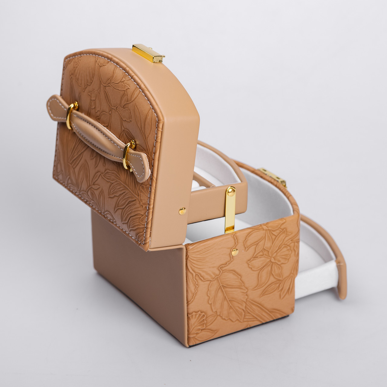 Скринька для прикрас з еко шкіри 3 яруси із замком органайзер для ювелірних виробів