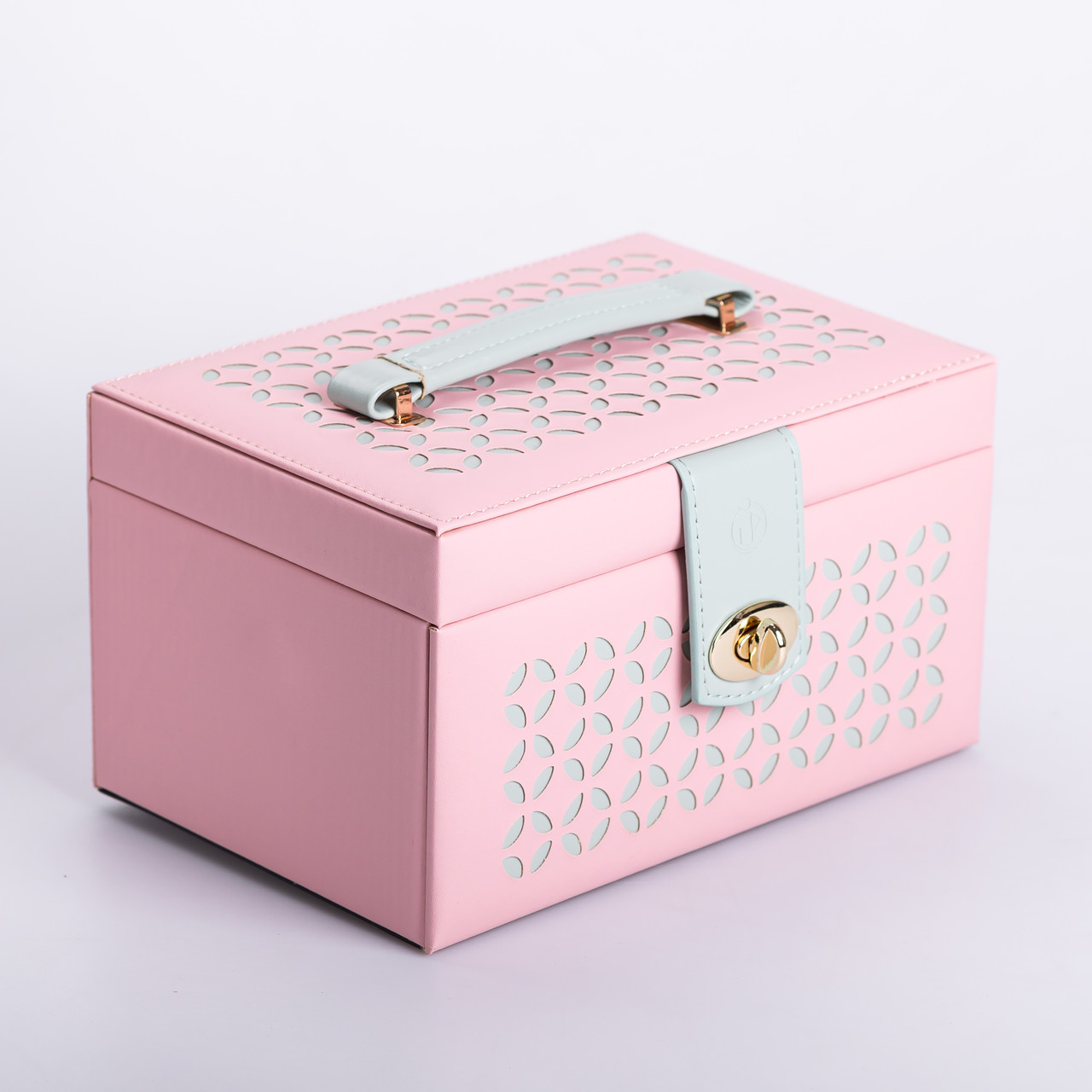 Скринька для прикрас з еко шкіри 3 яруси з дзеркалом органайзер для ювелірних виробів