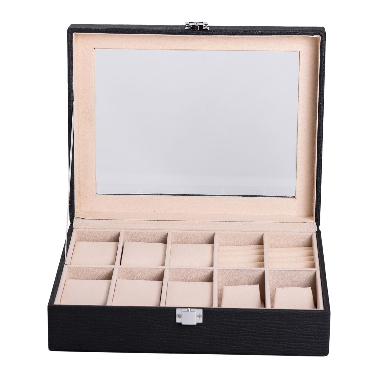 Скринька для прикрас з еко шкіри із дзеркалом органайзер для ювелірних виробів