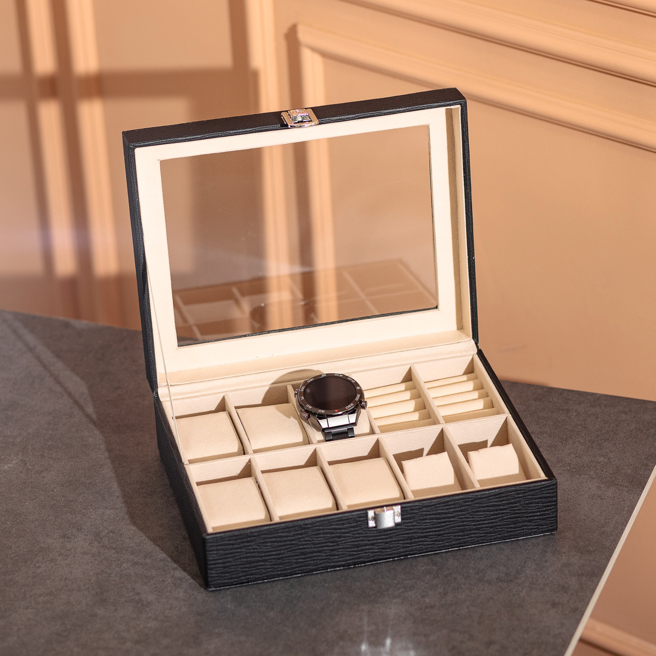 Скринька для прикрас з еко шкіри із дзеркалом органайзер для ювелірних виробів