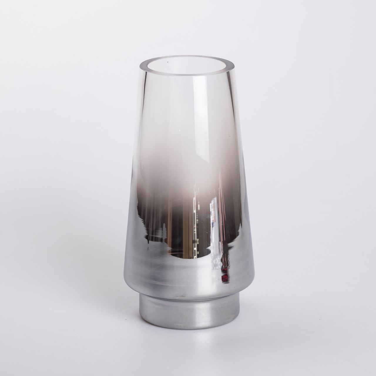 Скляна ваза для квітів 1.8 л декоративна прозора ваза для букета 25 см Сіра